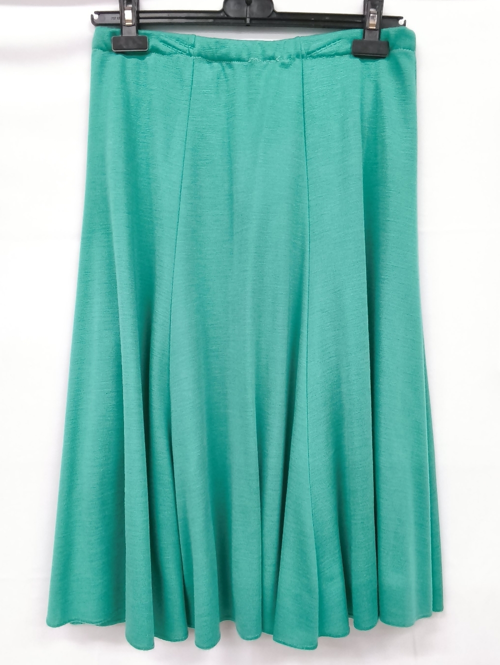 Vintage Vibrant Teal Polyamide Flared Midi Skirt
